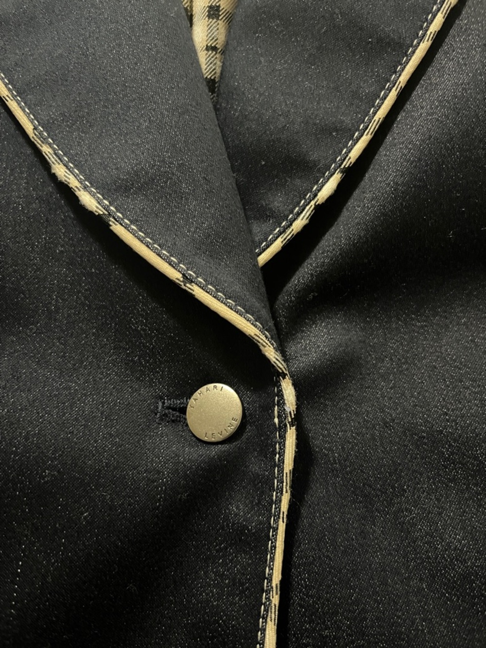 Tahari Navy Blazer with Contrast Trim - Picture 9 of 9